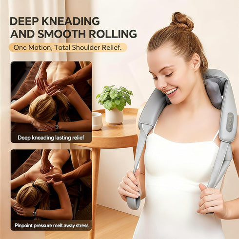 Shiatsu Neck and Shoulder Massager with Heat, Cordless Rechargeable, Hand-Free/Handheld, Deep Tissue Pain Relief