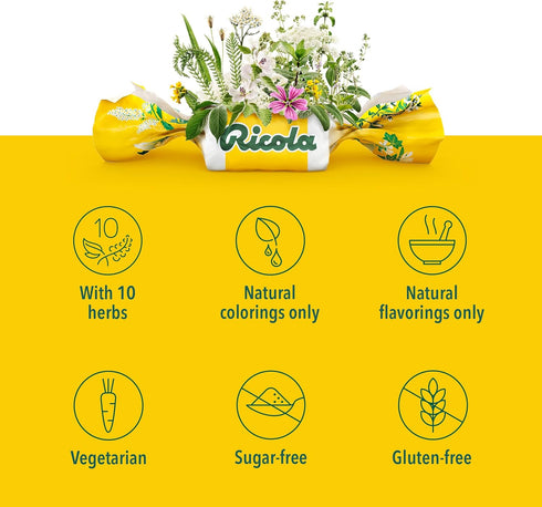 Ricola Sugar Free Lemon Mint Throat Drops, 45 Count - Refreshing Relief for Throat Irritations