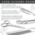Straight Razor Kit - Complete Kit for Men with Beard Scissors & Metal Comb, Premium Polished Stainless Steel, 10 Extra