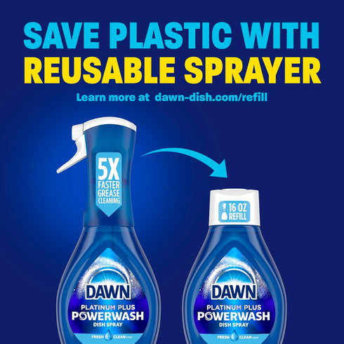 Dawn Platinum Powerwash Dish Spray, Fresh Scent Bundle, 1 Spray + 3 Refills (Pack of 4)