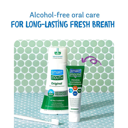 SmartMouth Premium Zinc Ion Toothpaste & Original Activated Mouthwash Combo for Bad Breath (Mild Mint Flavor)