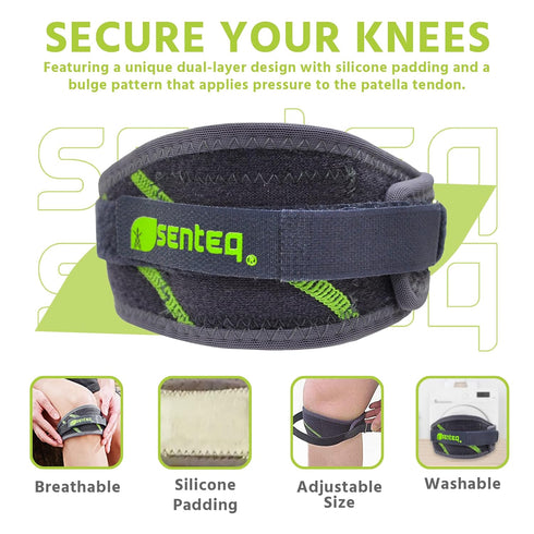 Adjustable Patella Knee Brace Strap for Running, Jogging, Basketball, Gym, Provides Stability, Protection, Great Gear