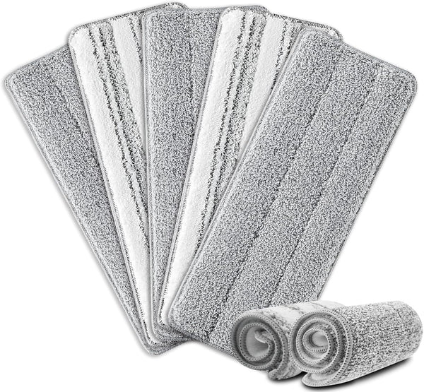 Flat Mop Pads, 5 Pack 13" x 4.9" Microfiber Mop Head Replacement Pads, Washable Squeeze Cleaning Mop Heads