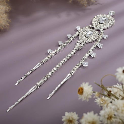 YERTTER Wedding Silver Rhinestone Head Chain Jewelry Forehead Clip Headpiece Hair Accessories for Women