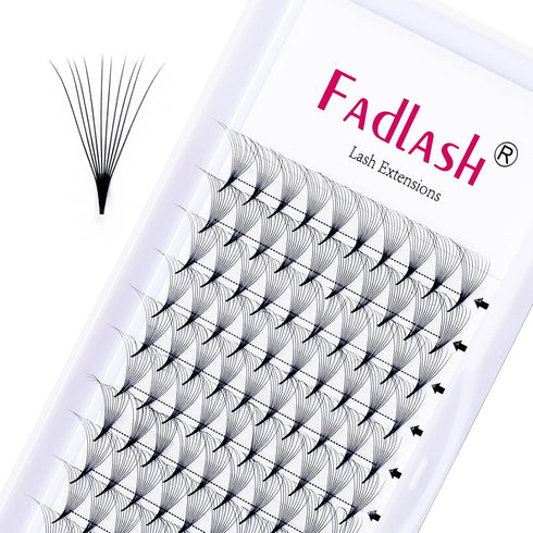 Lash Extension 10D 0.07 Premade Fans, Eyelash Extensions D Curl Mix Tray, Volume Short Stem (8-14mm Mix)