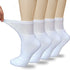 Women's Diabetic Socks, Soft Breathable Moisture Wicking, Extra Wide Non-Binding, 4 Pairs, White, Size 9-11