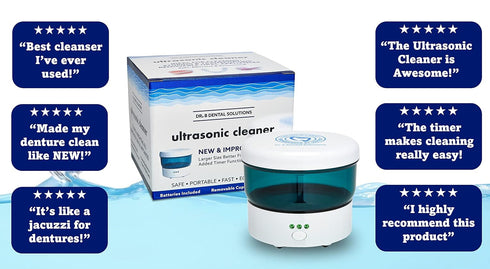 Dr. B Dental Solutions Ultrasonic Cleaner – High-Frequency Waves Efficiently Remove Debris and Stains from Dentures