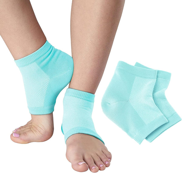 NatraCure Vented Moisturizing Gel Heel Sleeves - 2 Pairs for Cracked Heels, Size Regular