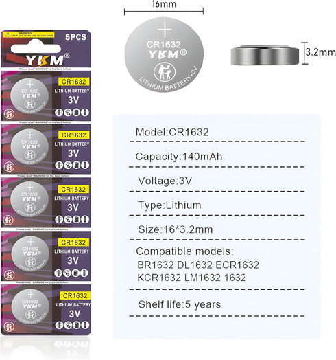 40 Pack CR1632 Battery 1632 3 Volt Coin Cell Battery Replacement for Car Key Fob Keyless Remote Watch Scale Ring Sensor Thermometer