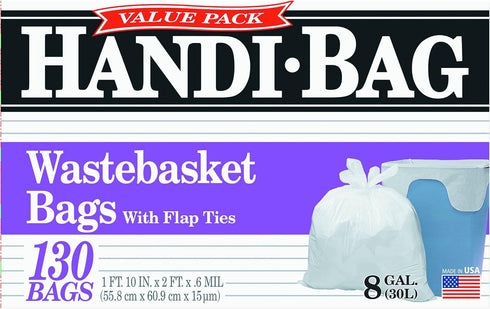 Handi-Bag HAB6FW130 Pack, 8gal, 0.6mil, 22 24, 130) Super Value x White (Box