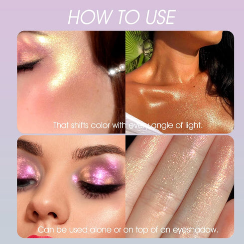 Jolilab Metallic Liquid Chameleon Eyeshadow, Long-lasting Holographic Glitter Multichrome Makeup (#002+006+013)