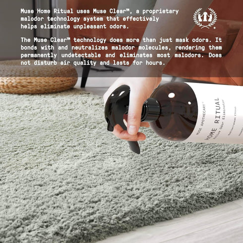 Muse Apothecary Home Ritual Active Odor Eliminator Spray, Furniture Deodorizer & Bathroom Odor Eliminator, Essential