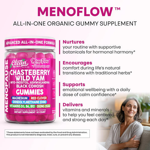 Gummies B6 Gummy Clean Nutra Menopause Supplements for Women Chastberry Wild Yam Inositol Black Cohosh Magnesium Red