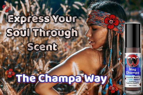 WagsMarket Nag Champa Perfume Oil - Available in 0.33oz Roll On to 4oz Glass Bottle (1oz Roll-On)