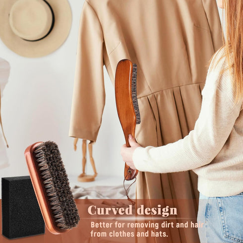 4 Pcs Horsehair Felt Hat Brush Kit, Cleaning Sponge for Cowboy, Fedora, Baseball Cap, and Furniture