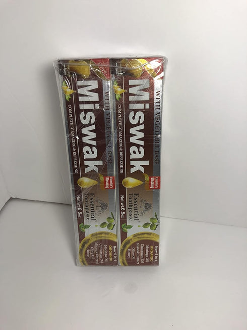 Essential Palace Miswak Natural Honey & Moringa Herbal Toothpaste, Pack of 2 (6.5 oz.)