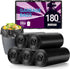 Ryobyo Ultra Thick Black Small Trash Bags, 4 Gallon, Unscented, 180 Counts, Protect Your Privacy for Kitchen Bathroom