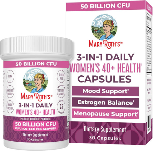 MaryRuth Organics 3-in-1 Daily Health 40+ Probiotics for Women - 50 Billion CFU - 30 ct - Estrogen Supplement