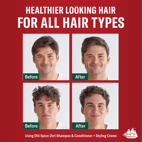 Old Spice No Crunch Crème - Hair Styling Crème for Men, Low Hold, Low Shine, 2.22 Oz