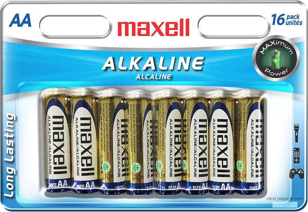 Maxell 723466 Ready-to-go Long Lasting and Reliable Alkaline Battery, AA Cell 16-Pack with High Compatibility