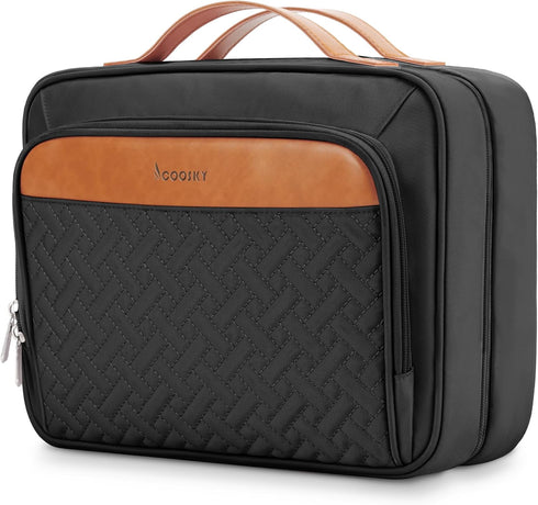 Travel Hanging Toiletry Bag for Women - Medium Waterproof Makeup Accessories Dopp Kit Set with Jewelry Organizer (Black)