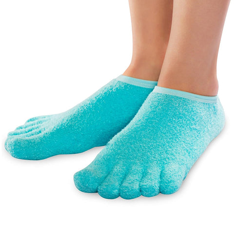 NatraCure 5-Toe Gel Lined Foot Moisturizing Socks - Aloe & Shea Infused Hydrating Socks for Dry Cracked Heels