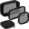 Weewooday 4 Pcs Mesh Makeup Bag, Travel Toiletry Pouch with Zipper, Black, Small, Large, Medium