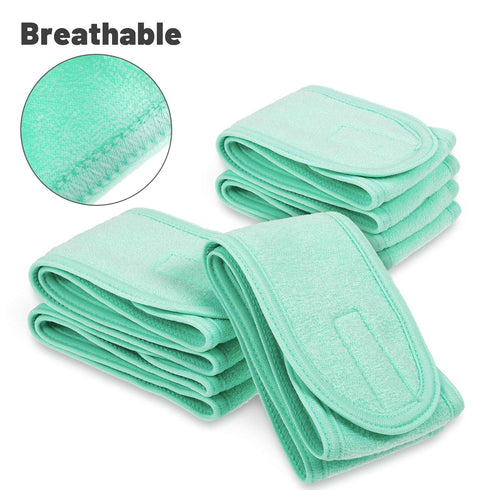 Whaline 4 PCS Spa Headband, Makeup Hair Band, Stretch Terry Cloth for Sport, Yoga, Shower (Mint Green)