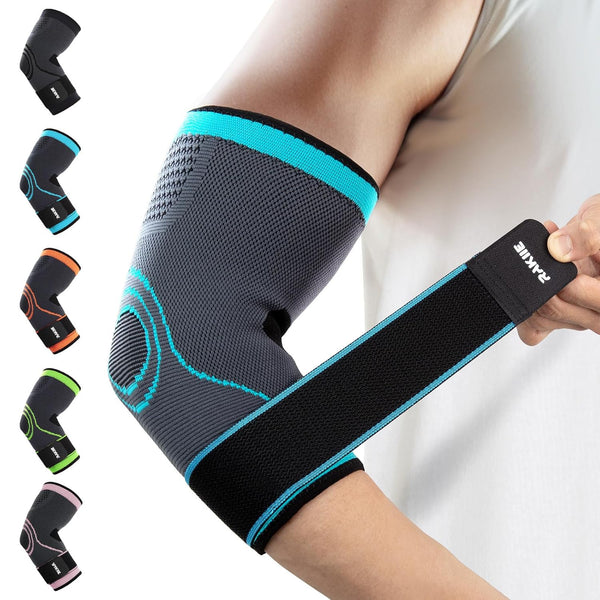 Elbow Compression Sleeve 2 Pack, Pain Relief Brace for Tendonitis and Tennis Elbow, Blue (M), for Men & Women