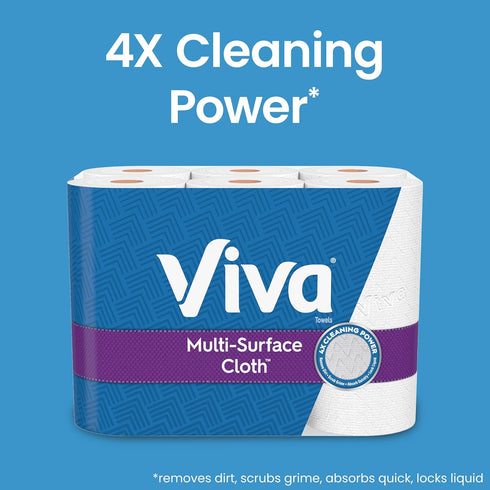 Viva Multi-Surface Cloth Paper Towels, Task Size - 12 Super Rolls (2 Packs of 6), 81 Sheets Per Roll