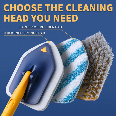 BOOMJOY Tub Scrubber with Long Handle - 58" Extendable 3 in 1 No Scratch Shower Cleaning Brush for Bathroom