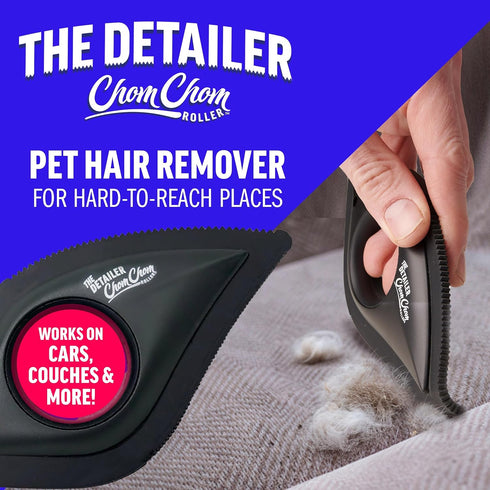 Chom Chom Detailer Tool- Scraper for Pet Hair Remover and Lint - ChomChom Cat and Dog Hair Remover for Furniture, Couch, Carpet, Clothing and Bedding - Portable, Multi-Surface Fur Removal Tool