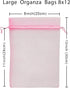 50pcs Large Pink Organza Bags 8X12 inch, Drawstring Jewelry Gift Bags for Baby Shower Birthday Wedding Party