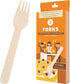 EQUO Wooden Disposable Forks, Pack of 15, Plastic-free, Home-compostable Utensils for Parties and Events