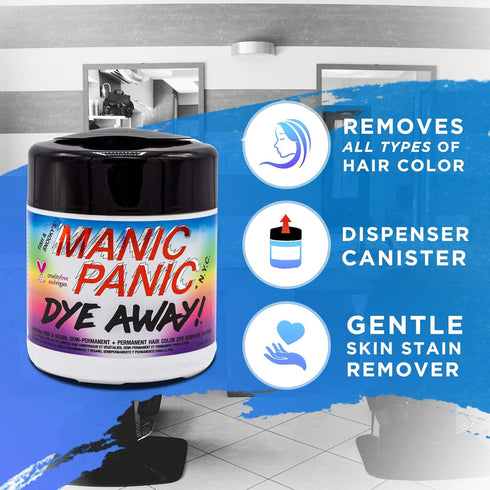 MANIC PANIC Dye Away Hair Dye Remover Wipes, Ammonia-Free Color Remover Wipes for Adults, 50 Count