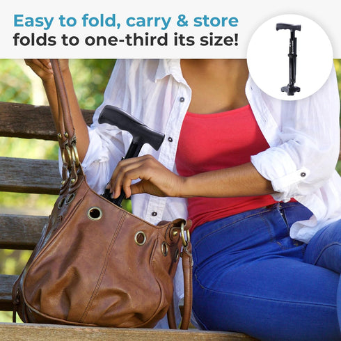 HurryCane Freedom Edition Walking Cane, Foldable with T Handle