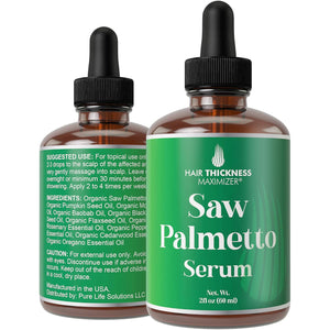 Saw Palmetto Serum for Hair Growth - With Rosemary, Peppermint, Pumpkin Seed Oils, 2oz Vegan Scalp Treatment