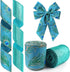 2 Rolls Peacock Ribbon for Wreath Bows, Glitter Blue Green Peacock Ribbon for Gift Wrapping, Party Supplies Decoration