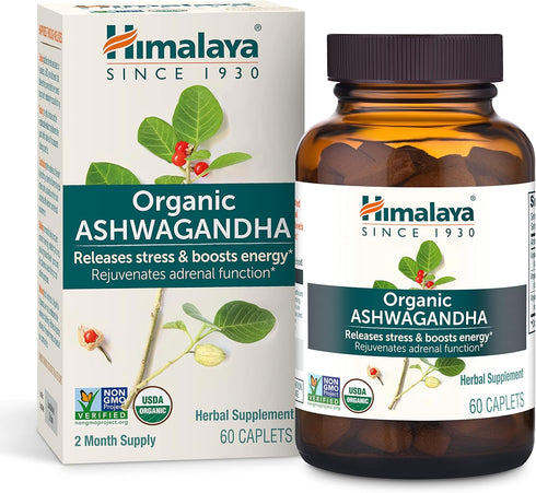 Himalaya Organic Ashwagandha, 60 Day Supply, 670 mg, Herbal Supplement for Stress Relief, Vegan