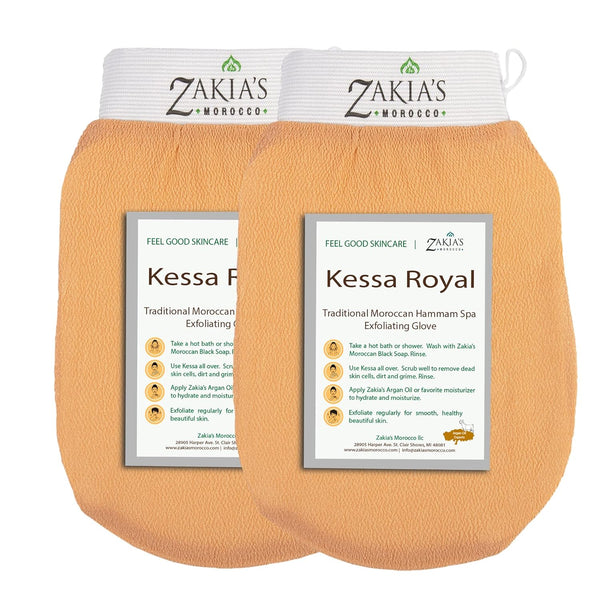 Original Kessa Exfoliating Glove Value Pack (2pcs) Beige Microdermabrasion Mitts for Skin