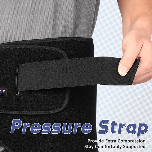 beister Hip & Thigh Brace Support - Adjustable Compression Sleeve for Sciatica Pain Relief, 5 Elastic Strips