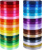 Winlyn 36 Colors 900 Yards Fabric Ribbons, Satin Ribbons, Metallic Glitter Rolls for Floral Bouquet Gifts Crafts Bows