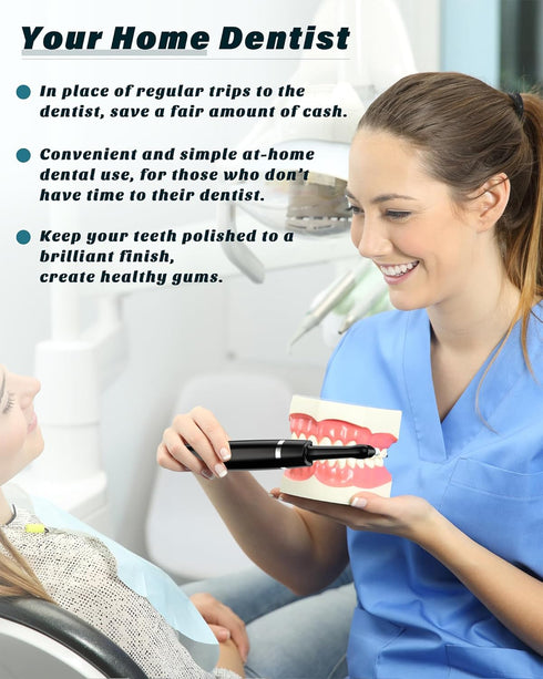 Tooth Polisher, Rechargeable Whitening Kit for Teeth Cleaning, 3 Tooth Polish Paste, 5 Brush Heads, LED Light, At-Home