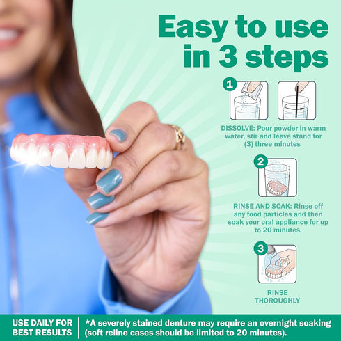 Protech Denture Cleaner 7g (3-Month Supply) - Denture Cleanser Foils for Retainers, Nightguards, Mouthguards, and