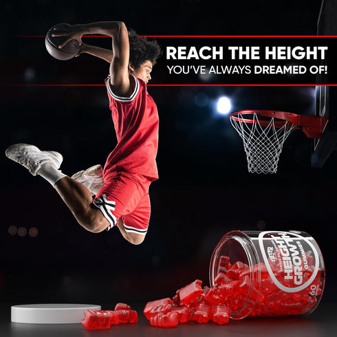 Height Growth Increase Gummies Vitamins - Grow Tall Supplement with Calcium, Magnesium, Zinc, Ashwagandha, Glucosamine