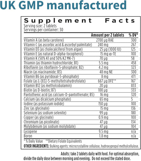 Advanced Men's Multivitamin by Igennus, High Strength Formula, Methylated B-Vitamins MTHFR Supplement, Vegan, Daily