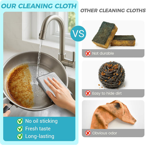UAFAP 12 7.87 7.87 PCS Non Scratch Wire Dishcloth, Cleans Fast Without Scratching, Stands Up to Stuck-on Grime