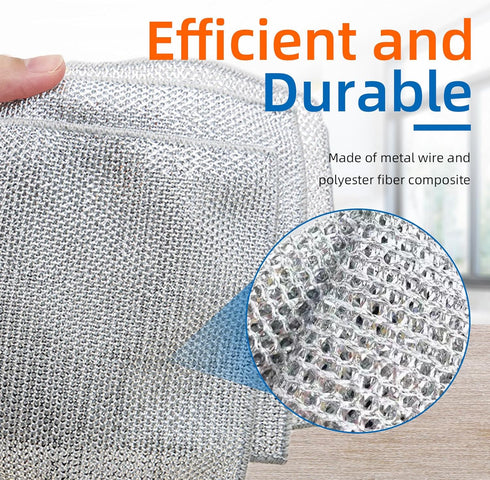 Large Non-Scratch Steel Wire Dishwashing Rags, Substitute for Steel Wool Scrubbers, Multifunctional Cloths for Pots,