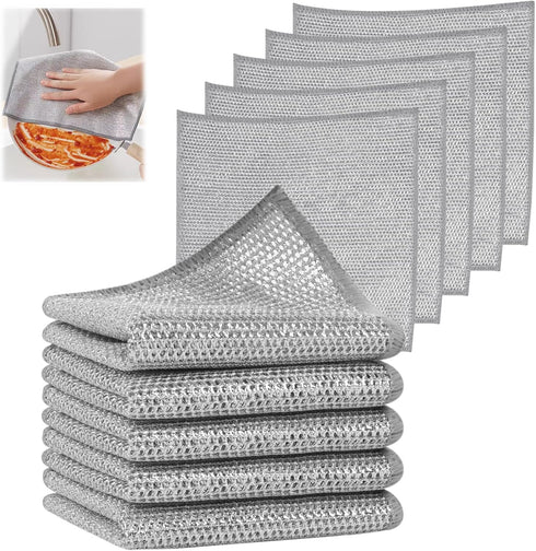 SINLAND Multipurpose Wire Dishwashing Rags, Non-Scratch Cleaning Cloths, Double-Sided Mesh, 10 Pack