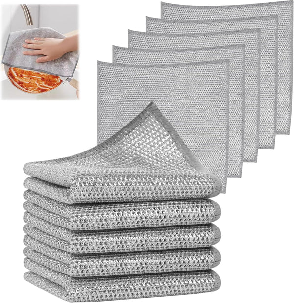 SINLAND Multipurpose Wire Dishwashing Rags, Non-Scratch Cleaning Cloths, Double-Sided Mesh, 10 Pack